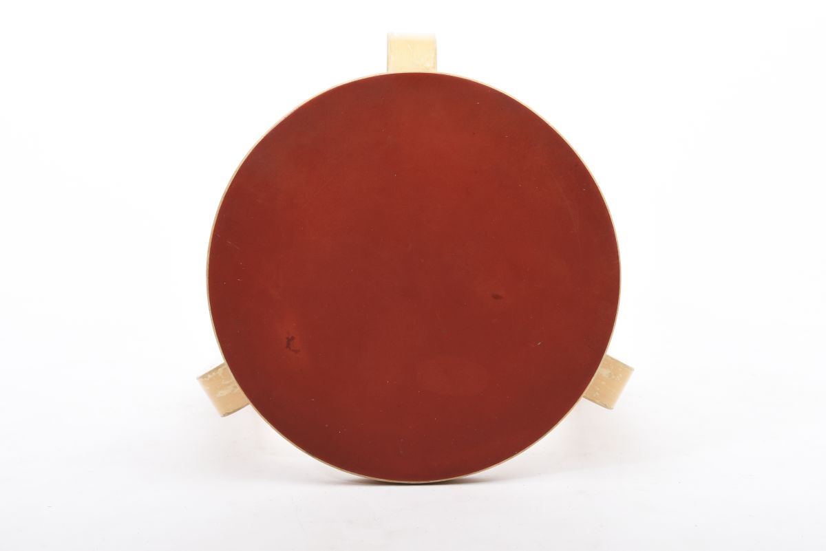 Aalto Alvar stool 60 red linoleum birch top