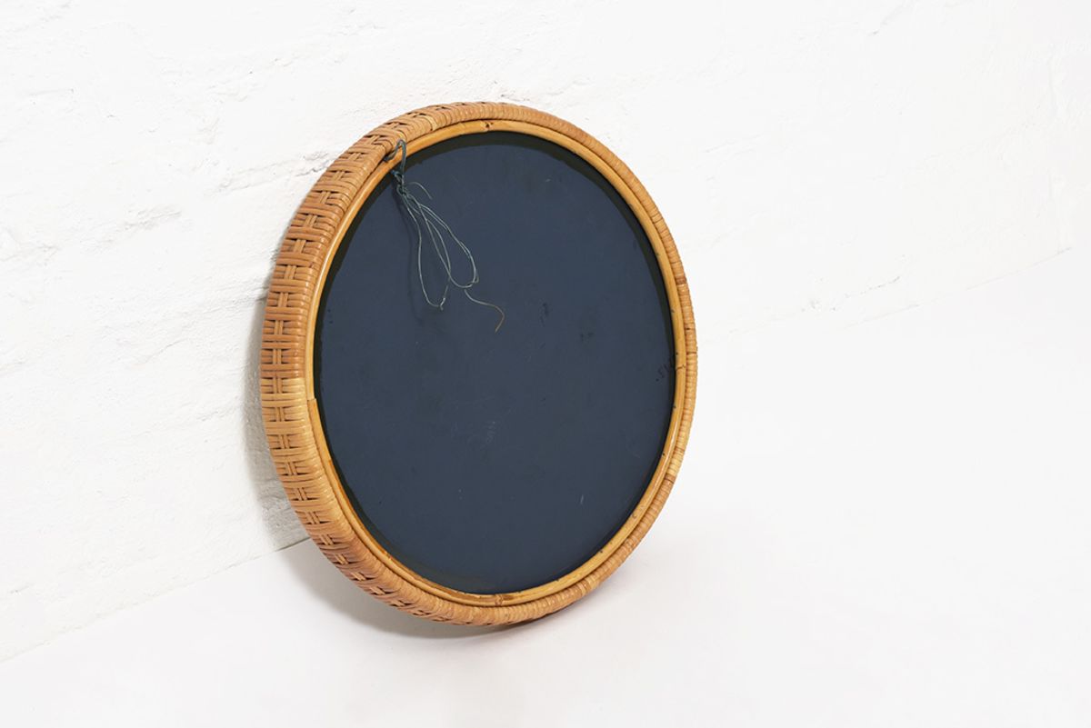 Round Rattan Mirror details5