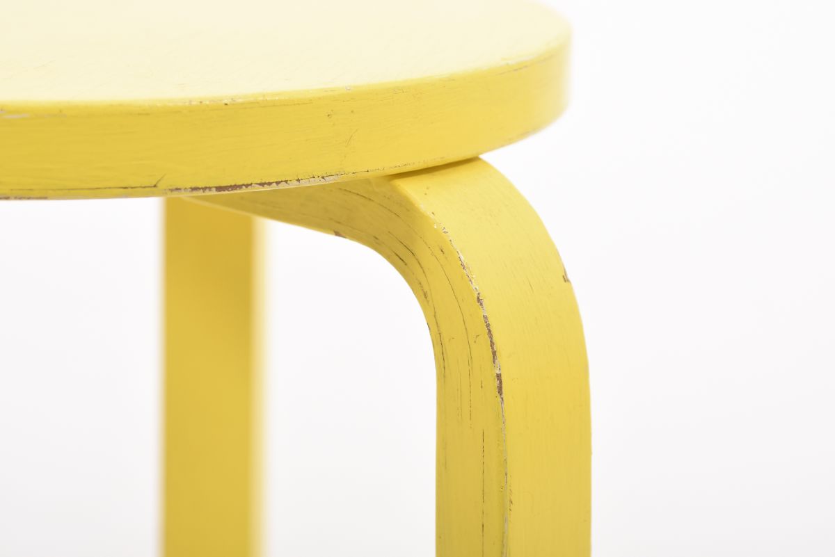 Aalto Alvar stool 60 painted yellow circa 1940 03