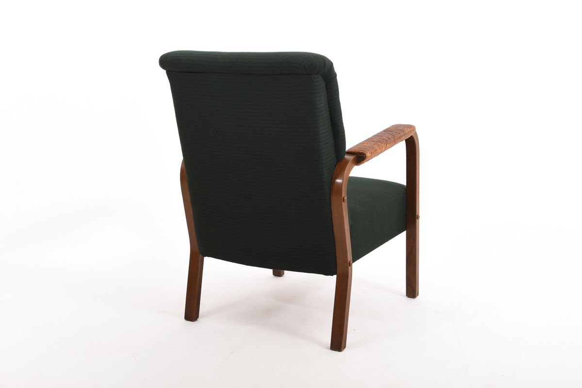 Aalto Alvar Chair 47 with Aino frorest green stripe back