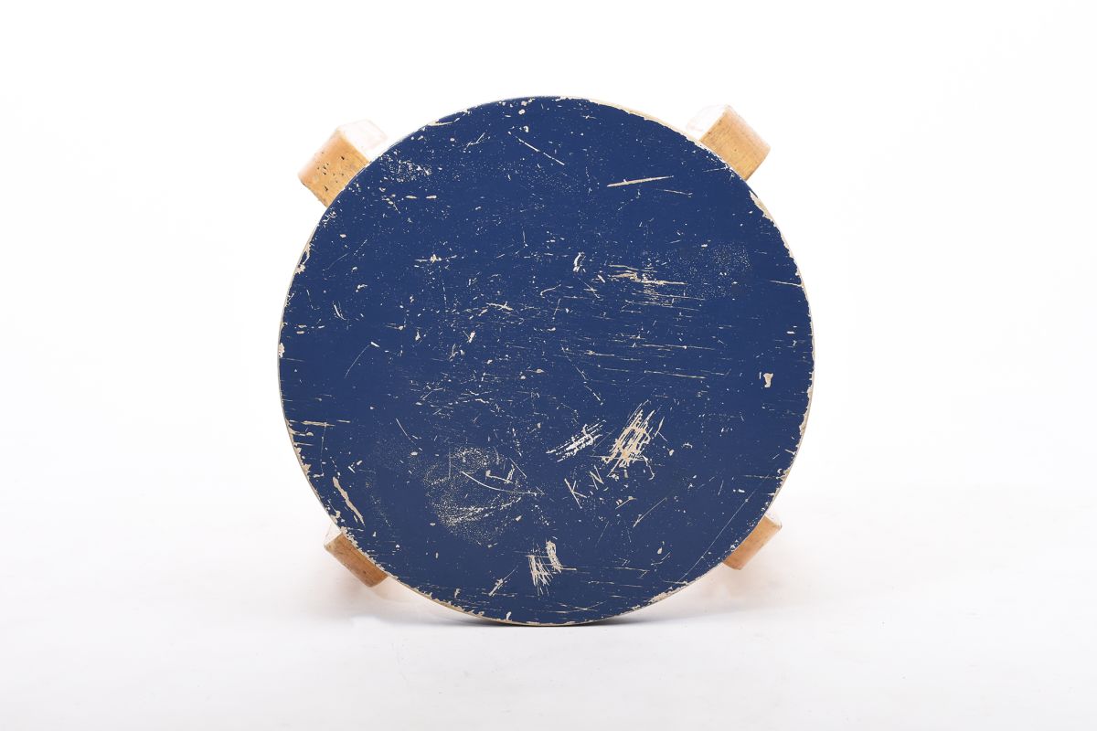 Aalto Alvar stool E60 blue paint top