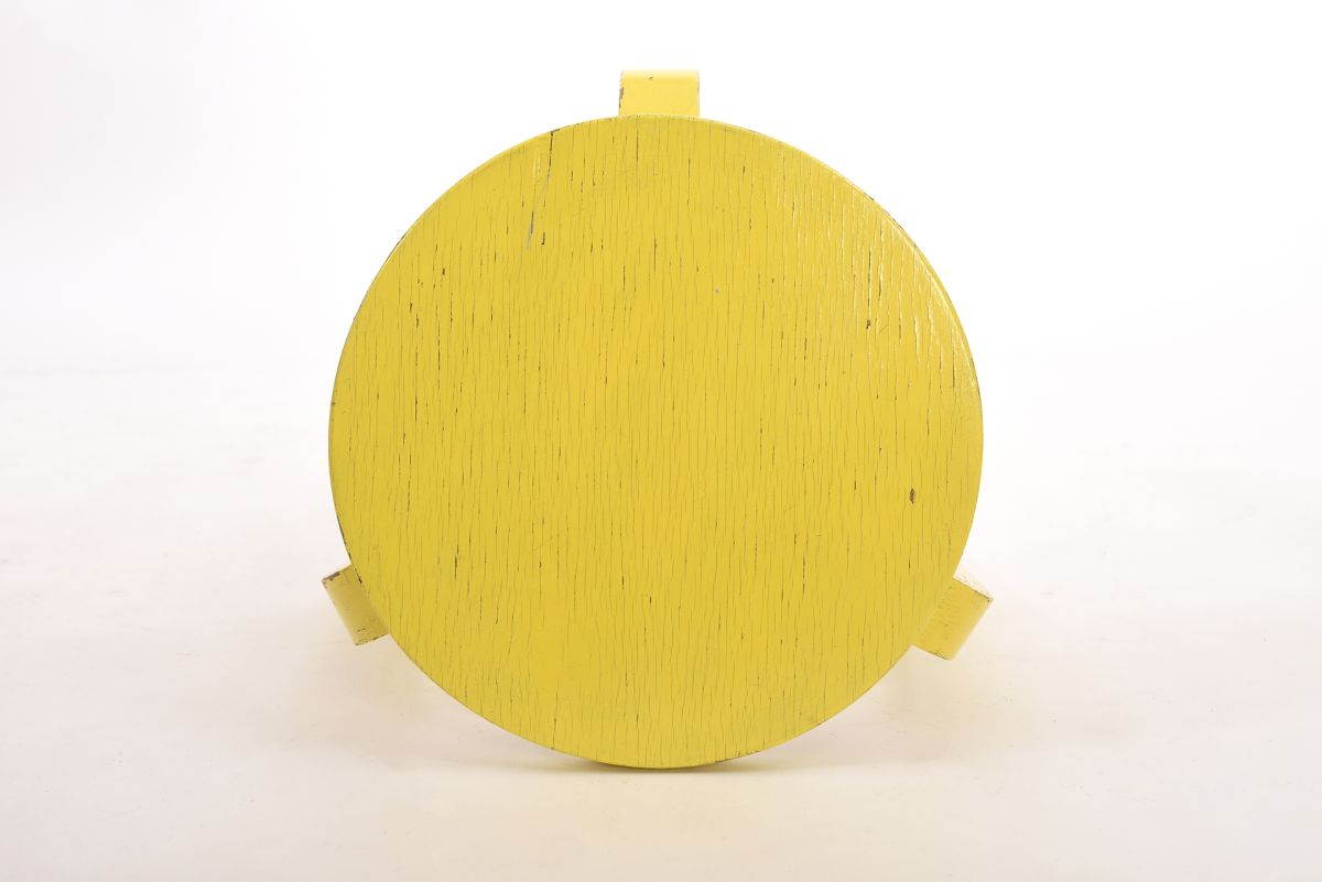 Aalto Alvar stool 60 painted yellow 1940s top