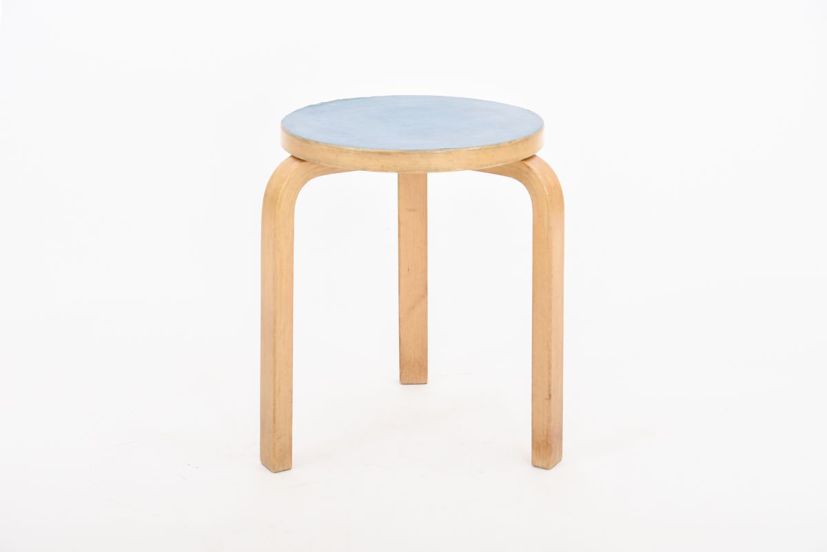 Aalto Alvar stool 60 blue linoleum