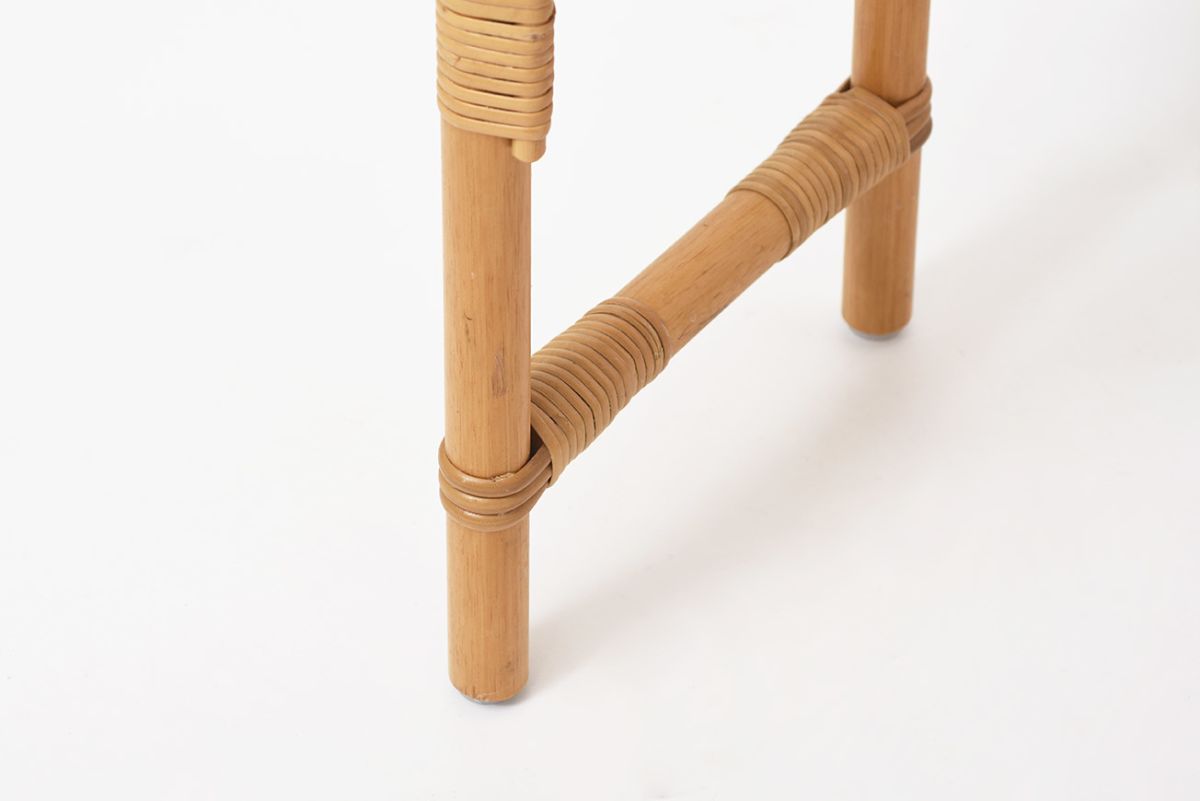 Pine Rattan Bench details6