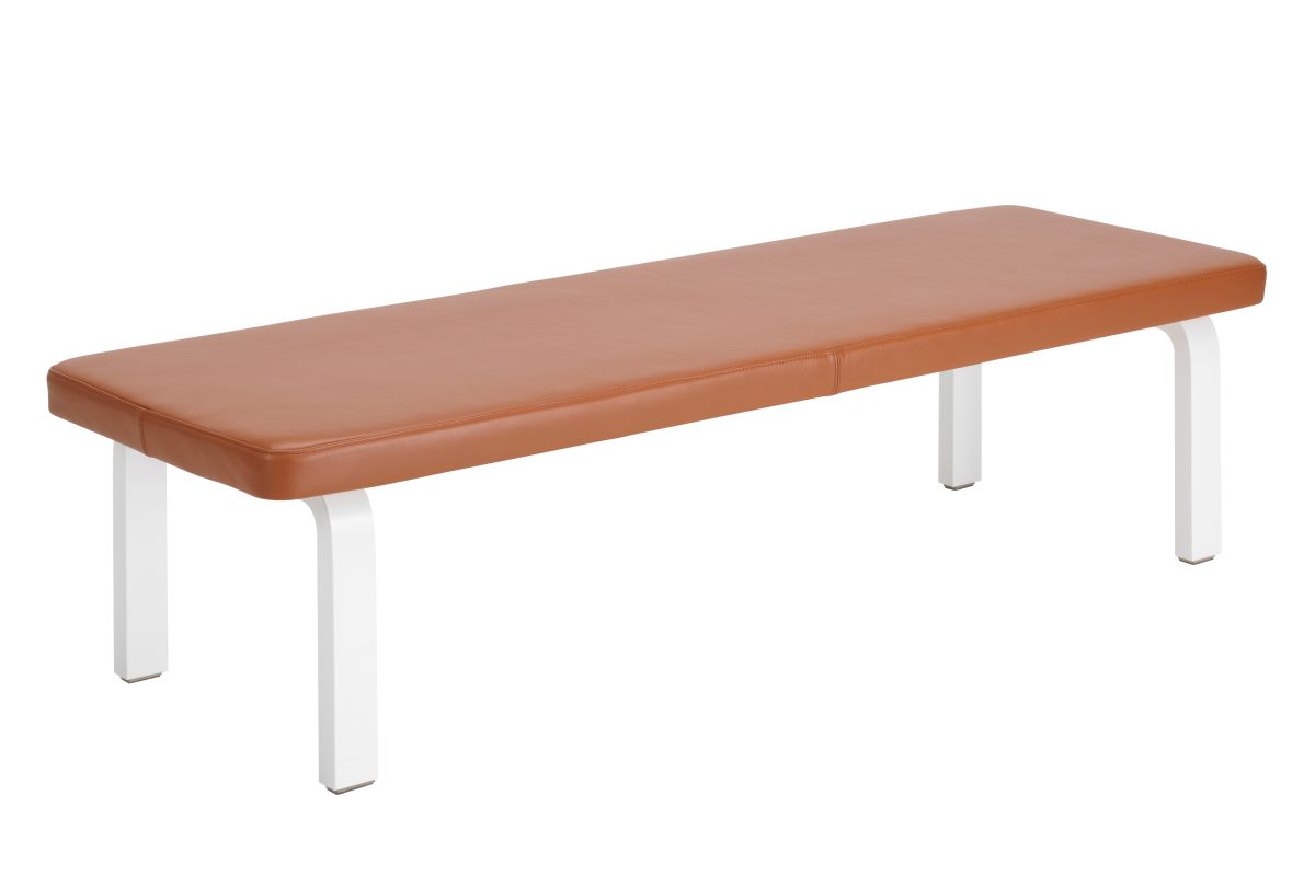 Bench 167 legs white lacquered upholstered leather cut out 8544921