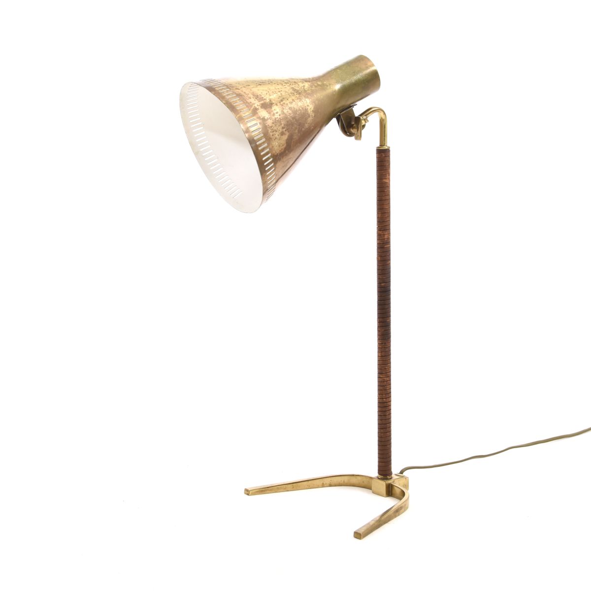Tynell Paavo brass leather table lamp