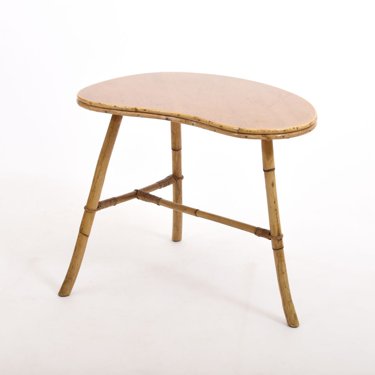 Anonymous wood and rattan side table