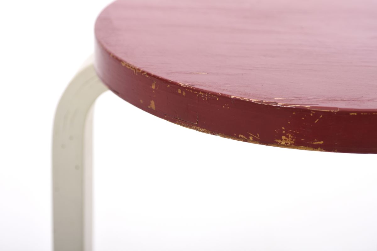 Aalto Alvar Stool 60 red white 1940 02