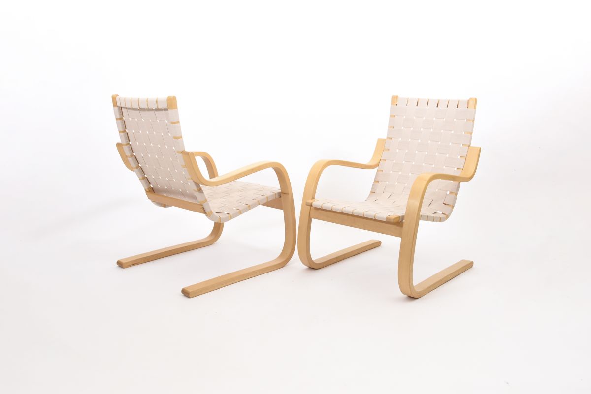 Aalto Alvar Armchair 406 linen webbing natural
