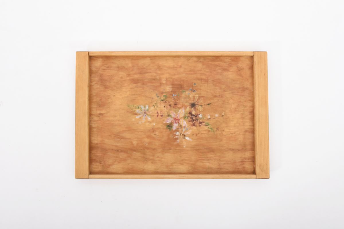 Aalto Aino Wooden tray floral hand painted detail1