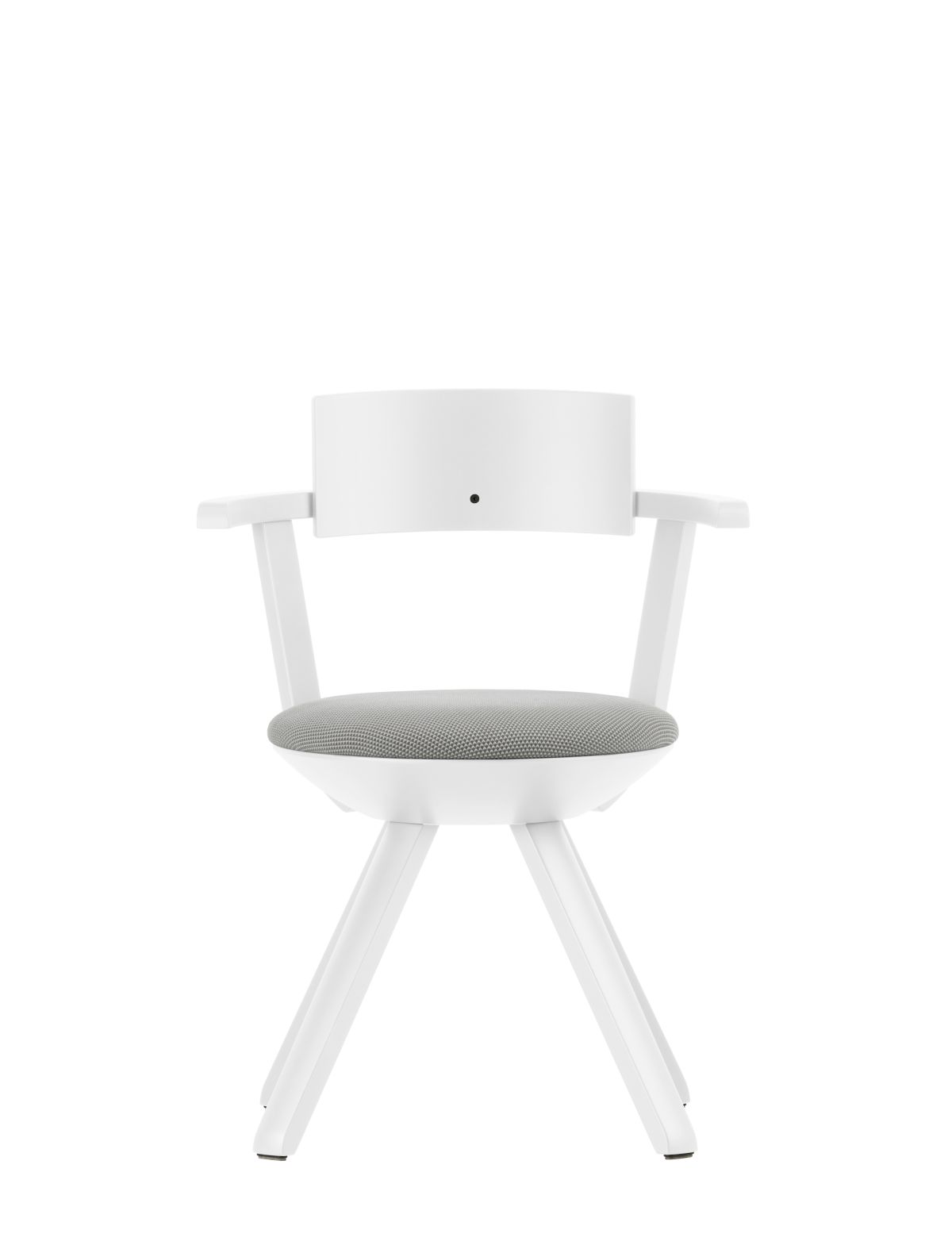 Rival Chair KG002 white lacquer light grey / cream 3d knit upholstery
