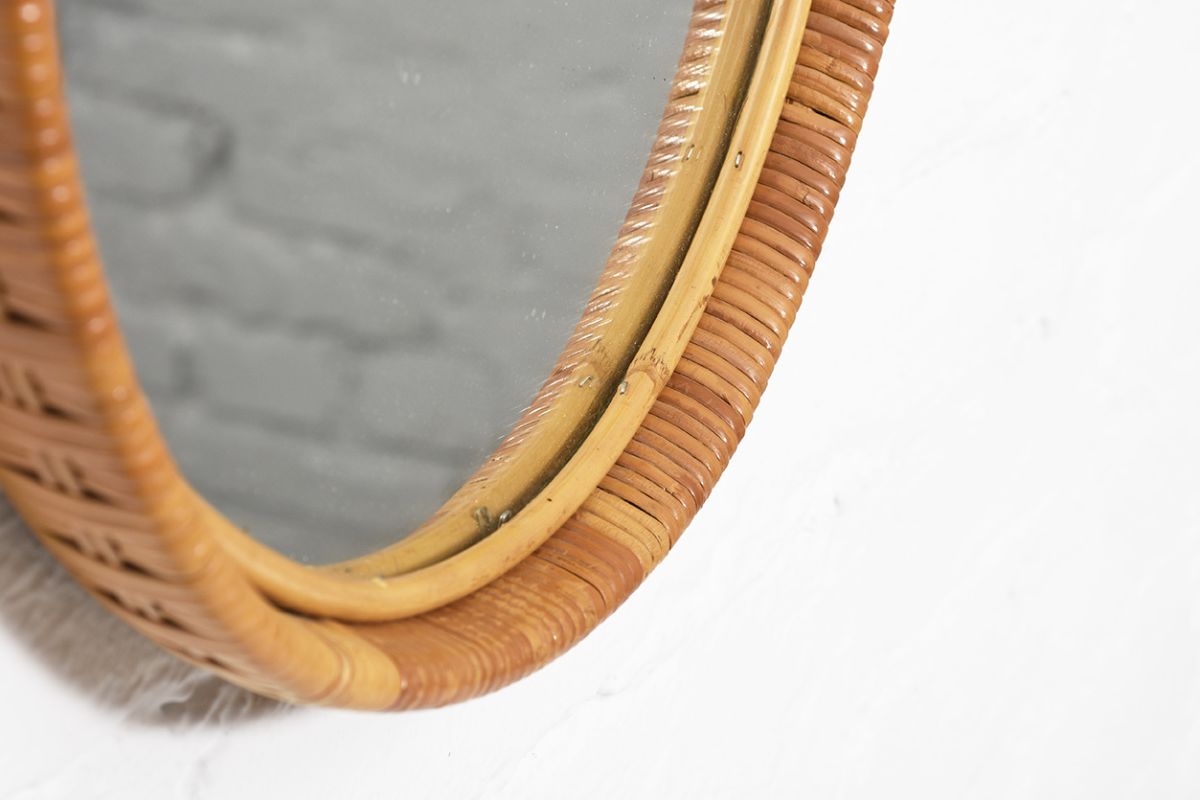 Round Rattan Mirror details4