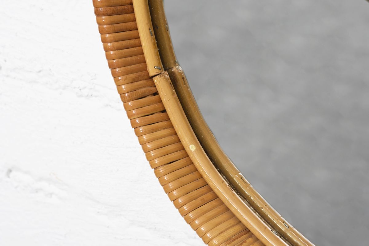 Round Rattan Mirror details3