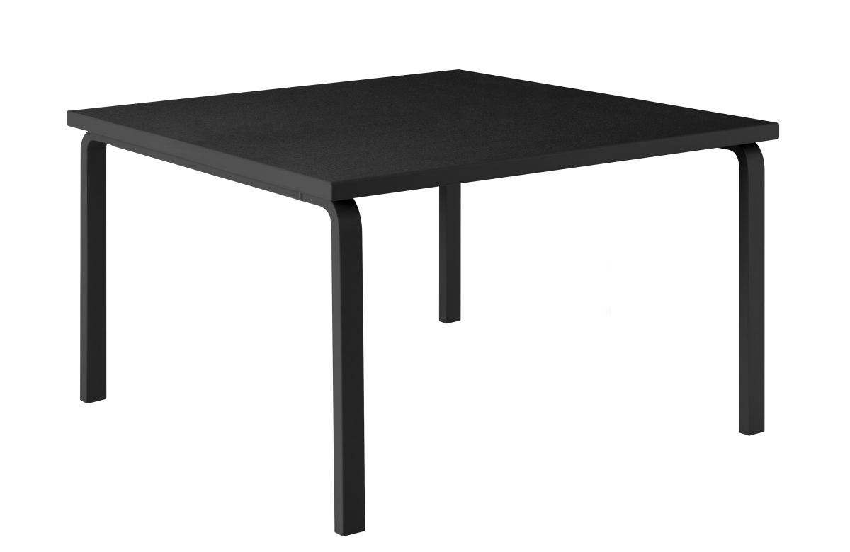 Aalto Table square 84 legs and edge band black laquered top black linoleum