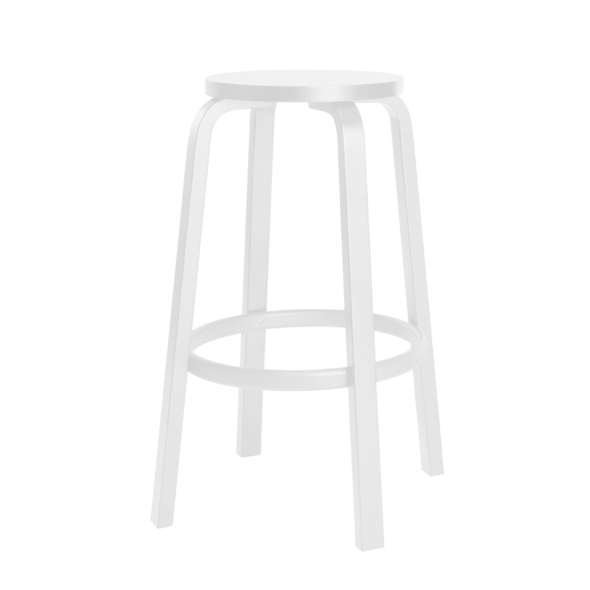Artek Bar Stool 64 Bar Stool 64 White Lacquered Cut Out