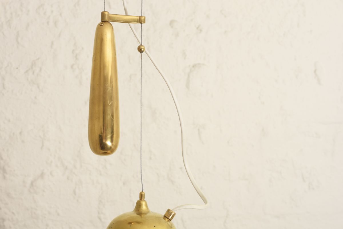 Tynell Paavo Brass Counter Balanced Ceiling Light Detail3