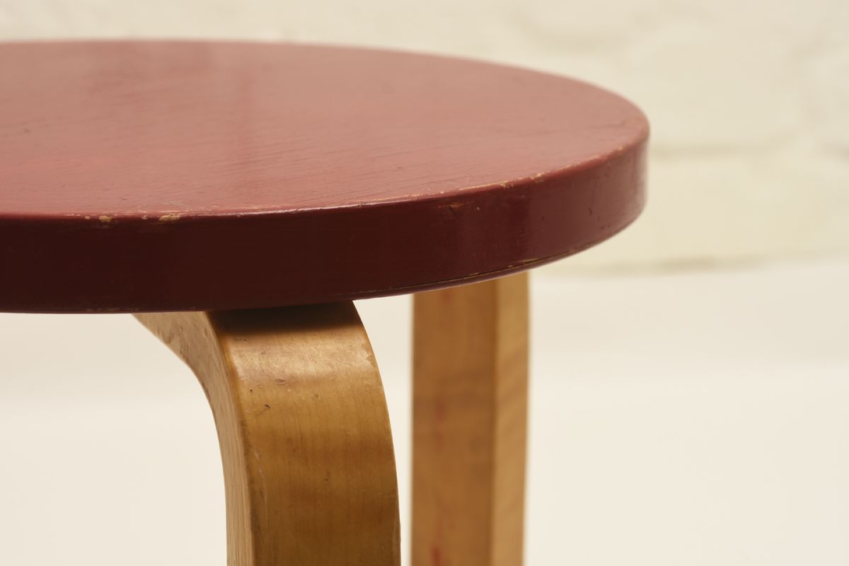 Aalto Alvar Stool 60 Red Paint Detail1 2