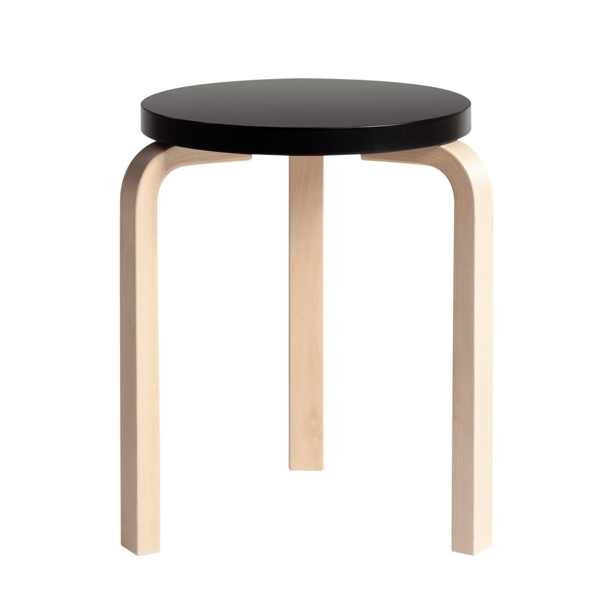 Stool 60 clear lacquer black top