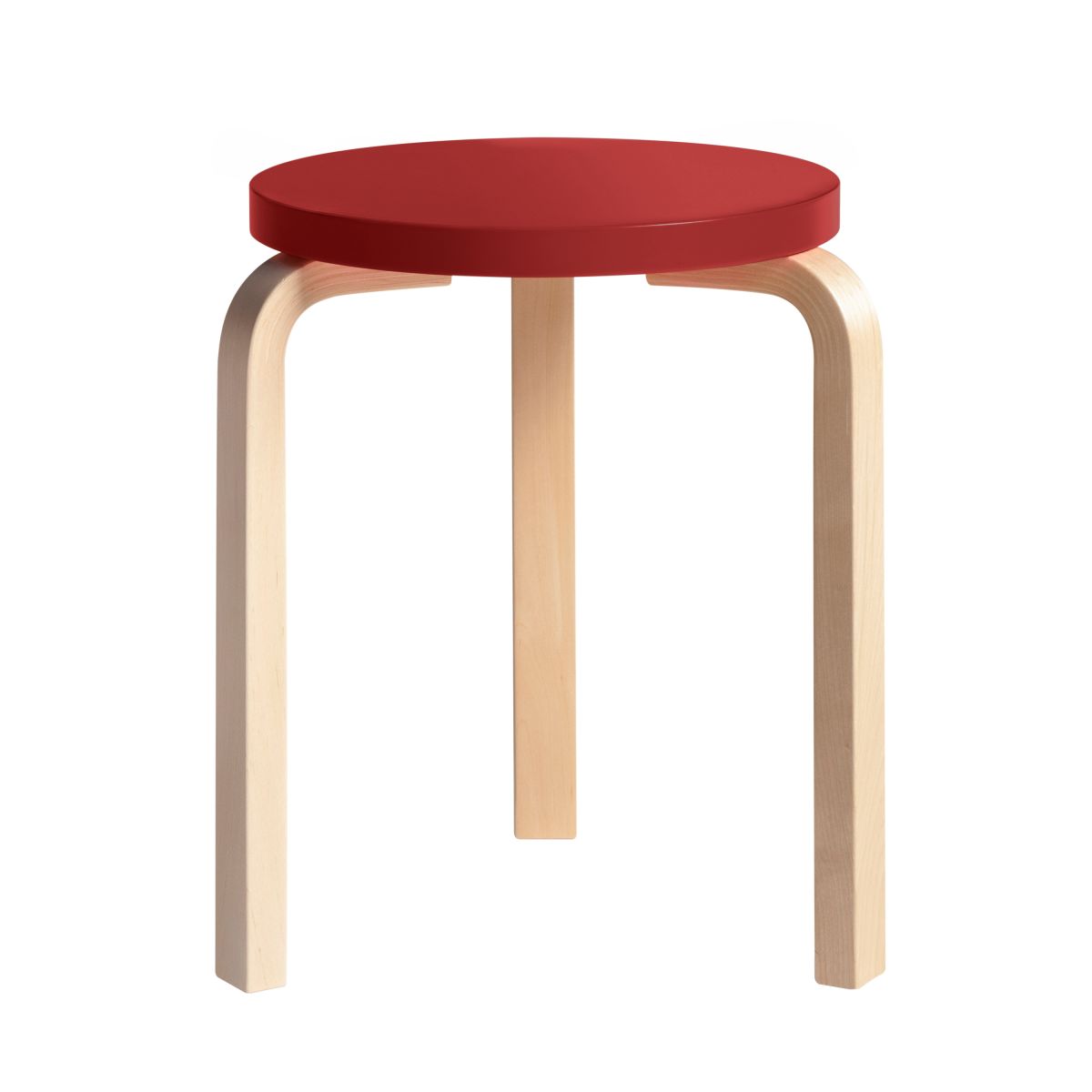 Stool 60 clear lacquer_ top red