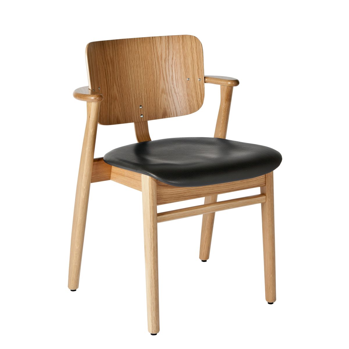 Domus Chair legs clear laquered oak_seat leather black