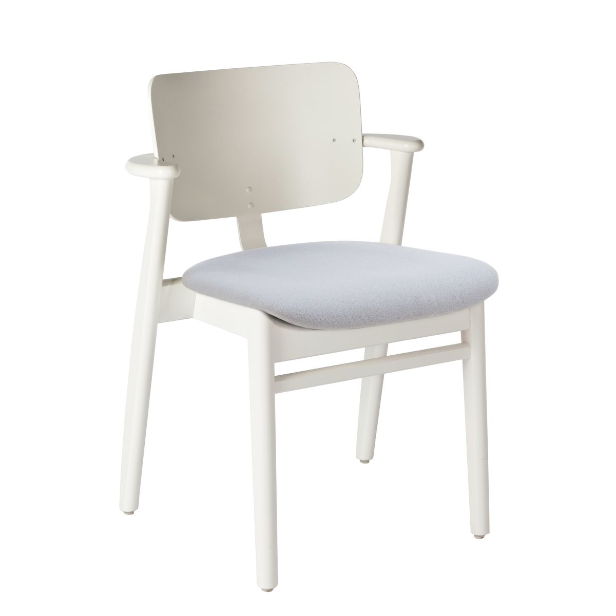 Domus Chair legs white laquered birch_seat fabric grey