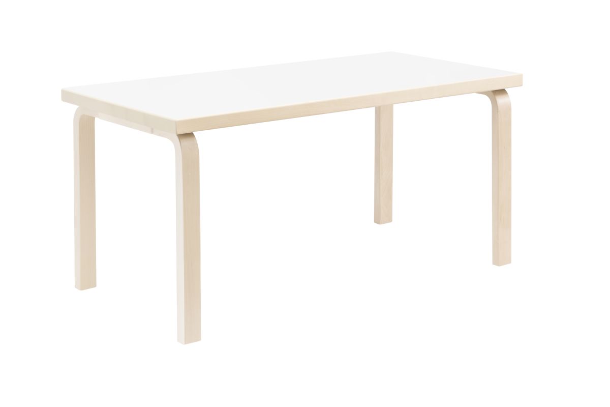 Aalto Children's Table rectangular 80A legs and edge band birch top white HPL