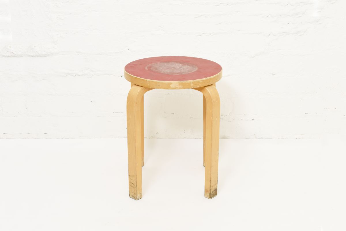 Aalto-Alvar-Stool-E60-Red-Linoleum-1950