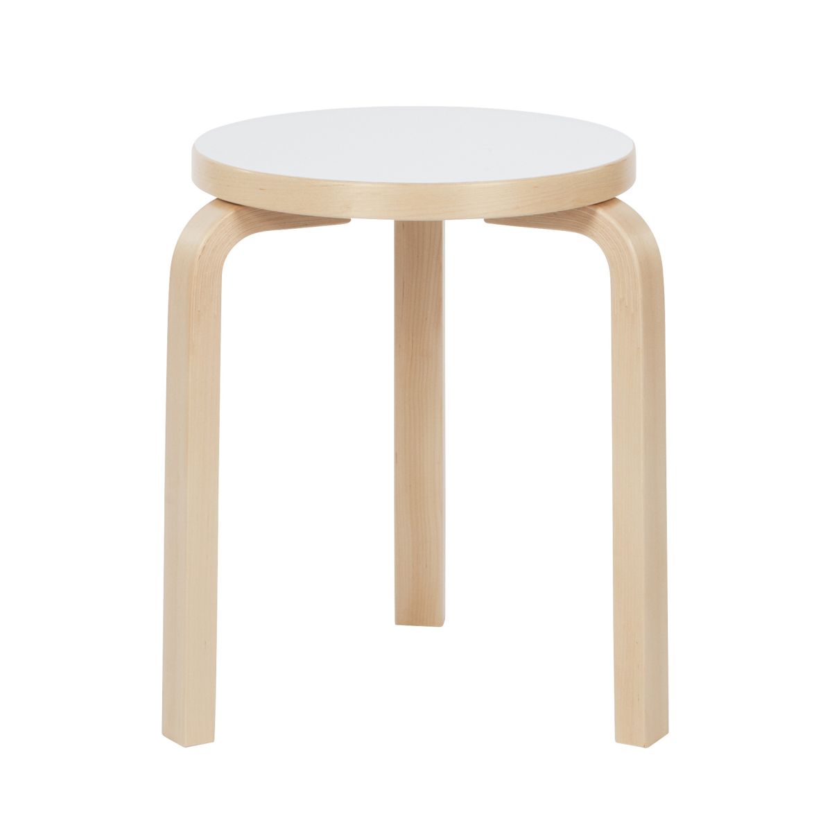 Stool 60 legs birch seat white HPL