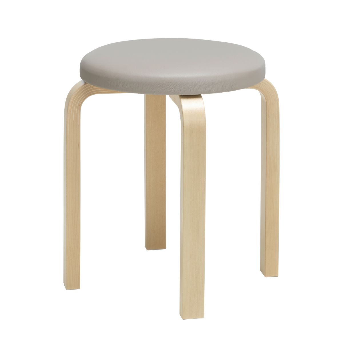 Stool E60 legs birch, top leather upholstery_F