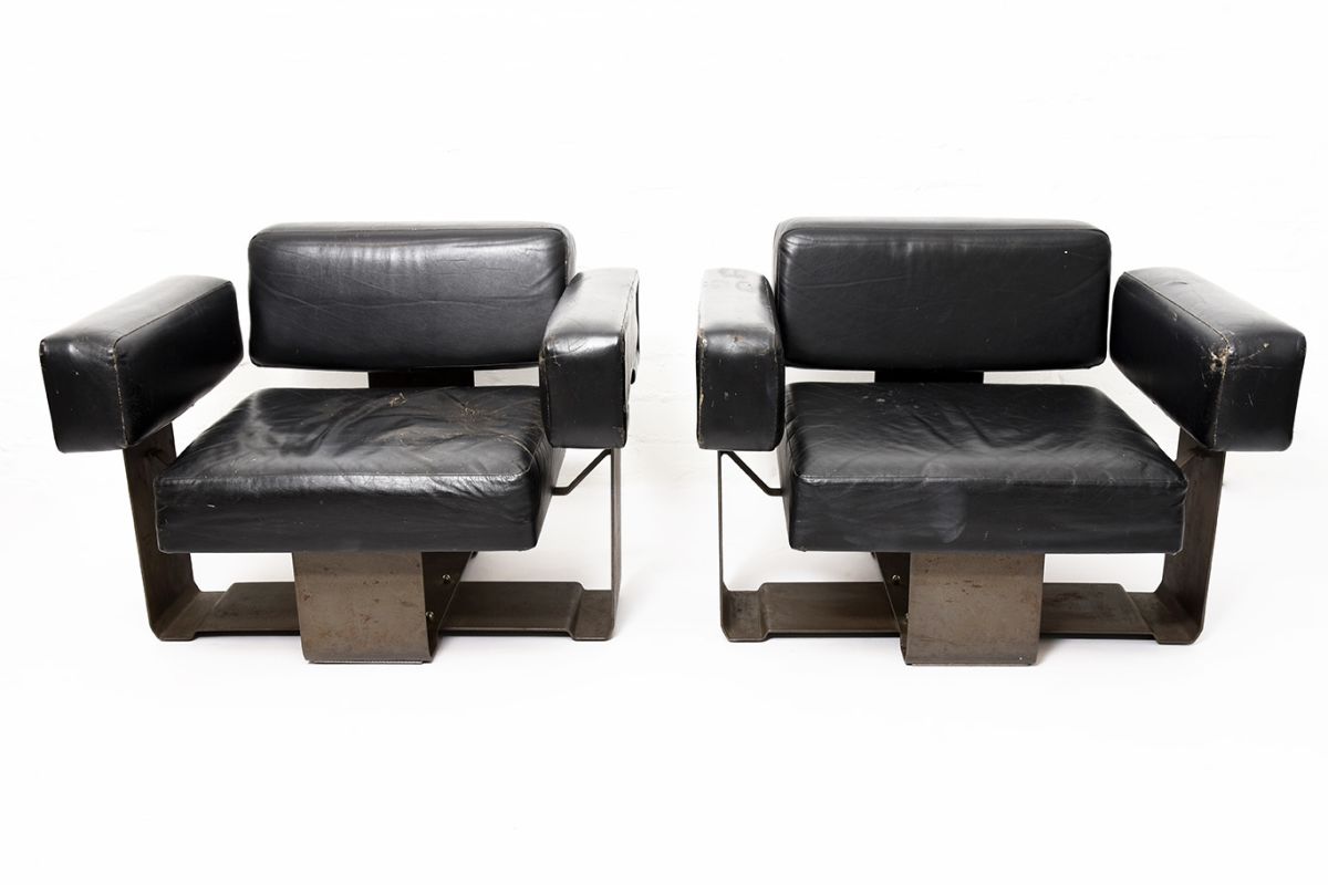 Brutalist-Leather-Armchairs