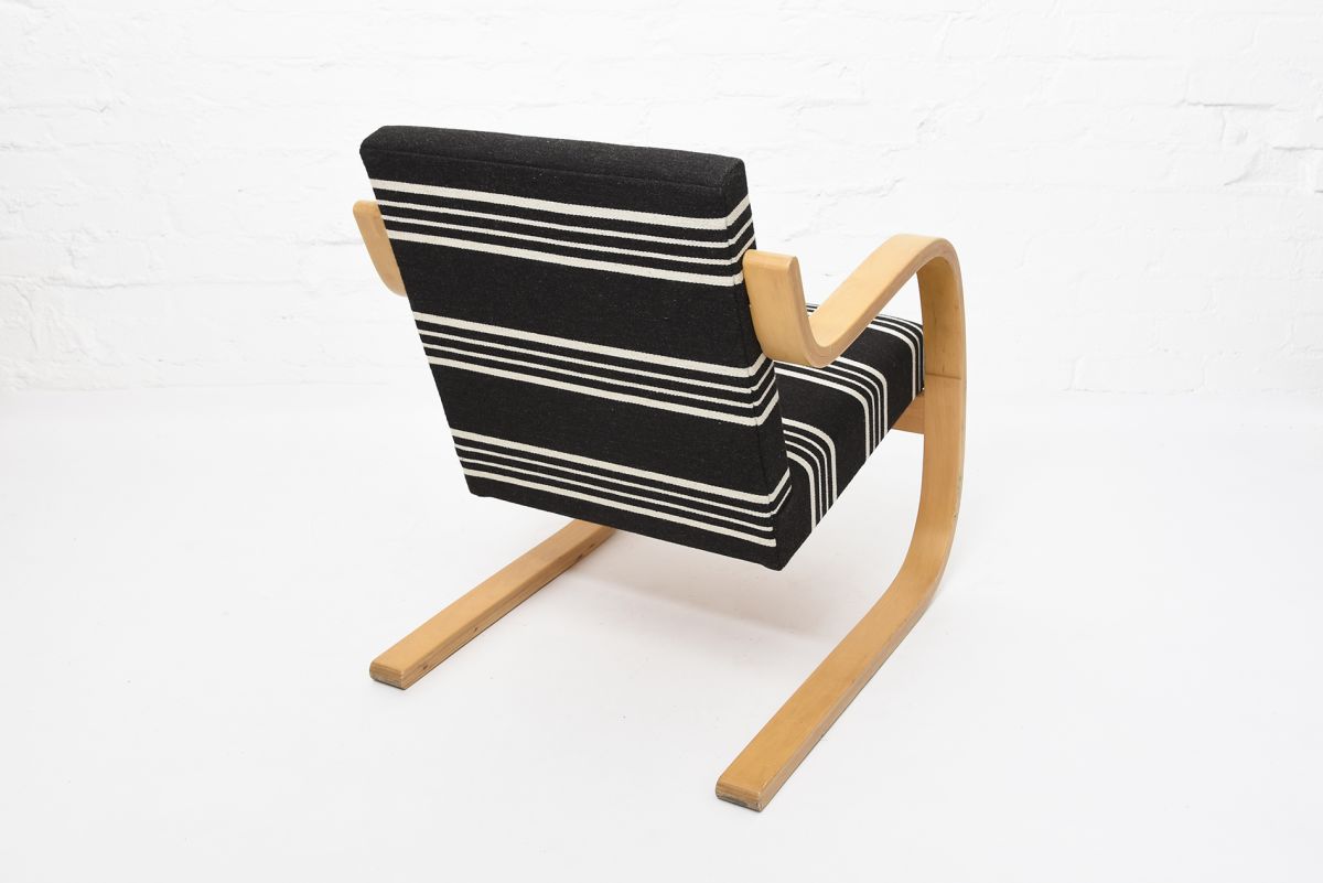 Aalto Alvar Armchair 402 stripe fabric back