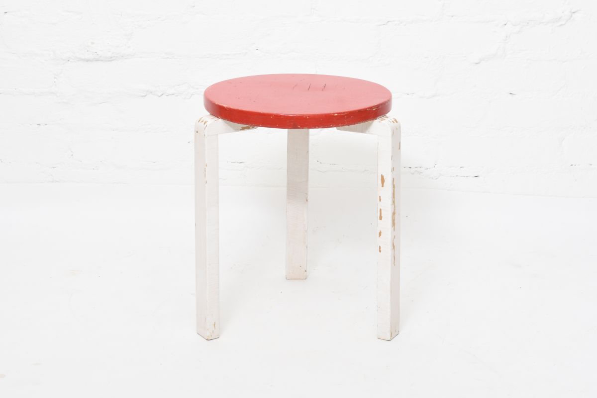 Aalto Alvar Stool 60 war leg red white