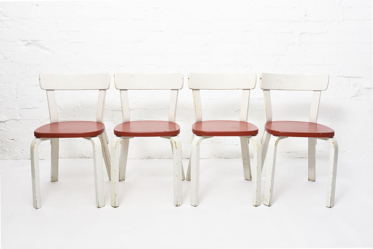 Aalto Alvar Chair 69 red x white frame set