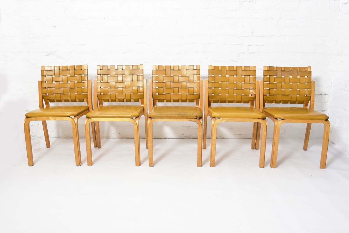 Aalto Alvar Chair Y612 mustard yellow set