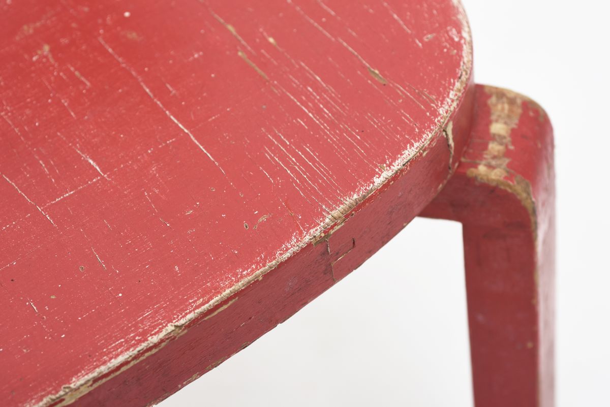 Aalto Alvar Chair 69 war leg red paint 07