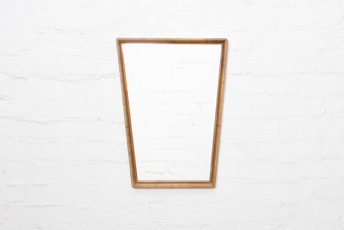 Anonymous Finnsh rattan mirror trapezoid