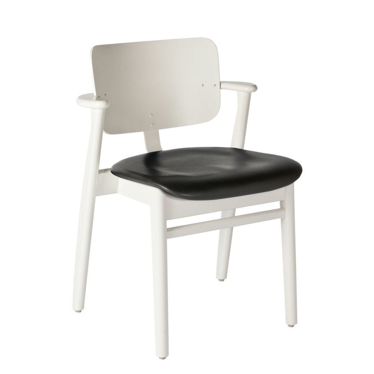 2560162 Domus Chair legs white laquered birch seat leather black preview