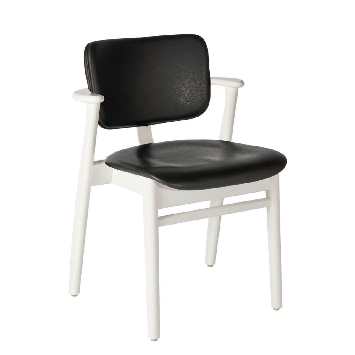 2561115 Domus Chair legs white laquered birch seat back leather black preview