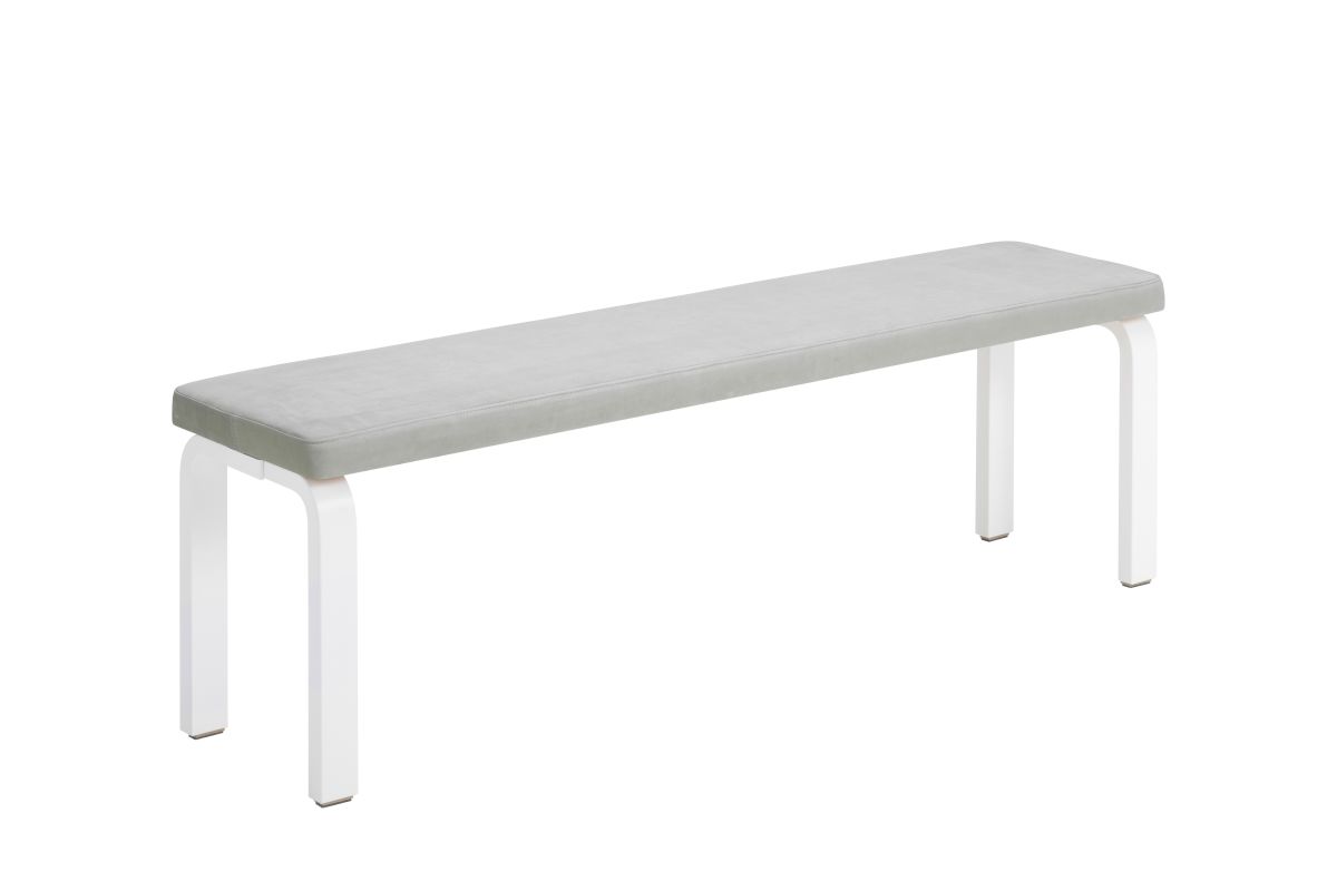 Bench 168B legs white lacquered, upholstered leather Duet Nubuck_cut-out