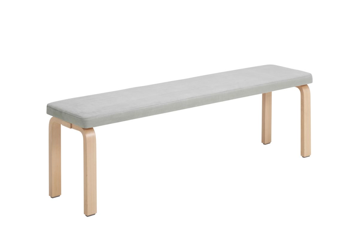 Bench 168B legs clear lacquered, upholstered leather Duet Nubuck_cut-out