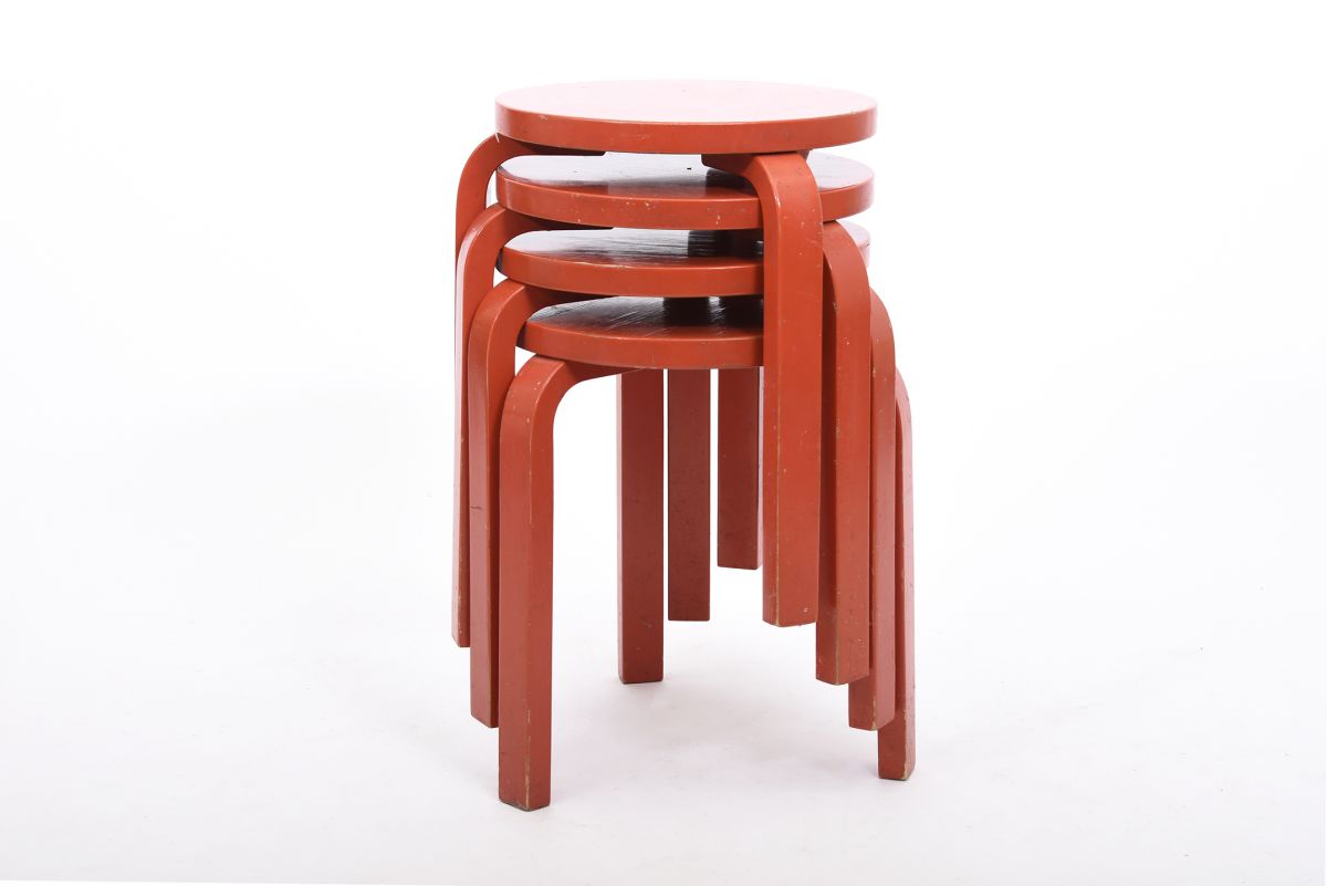 Aalto Alvar stool 60 red paitn set