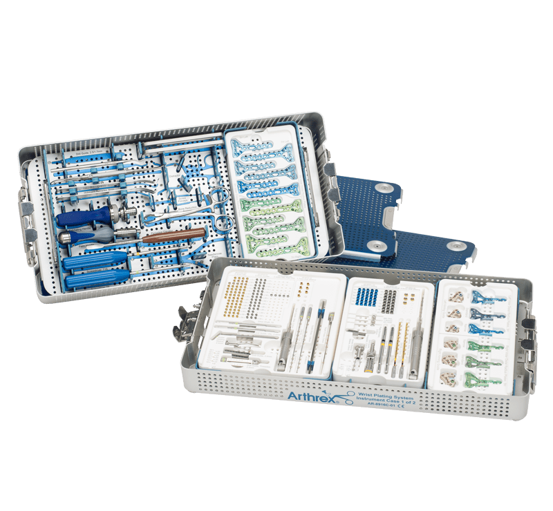 Placas e parafusos de titânio para o rádio distal