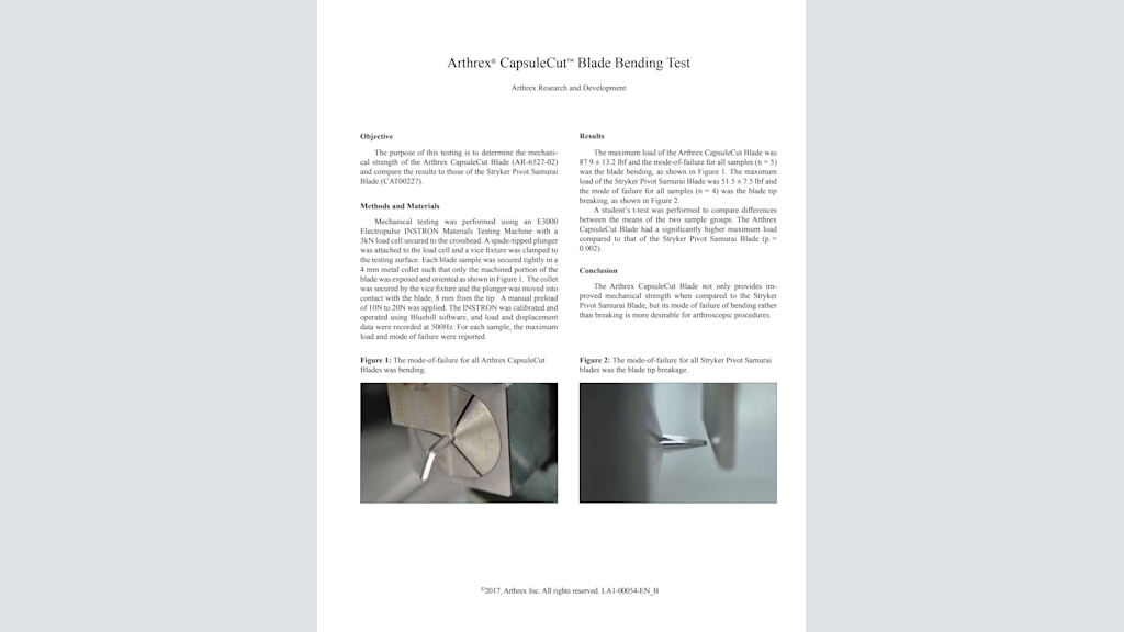 Arthrex® CapsuleCut™ Blade Bending Test