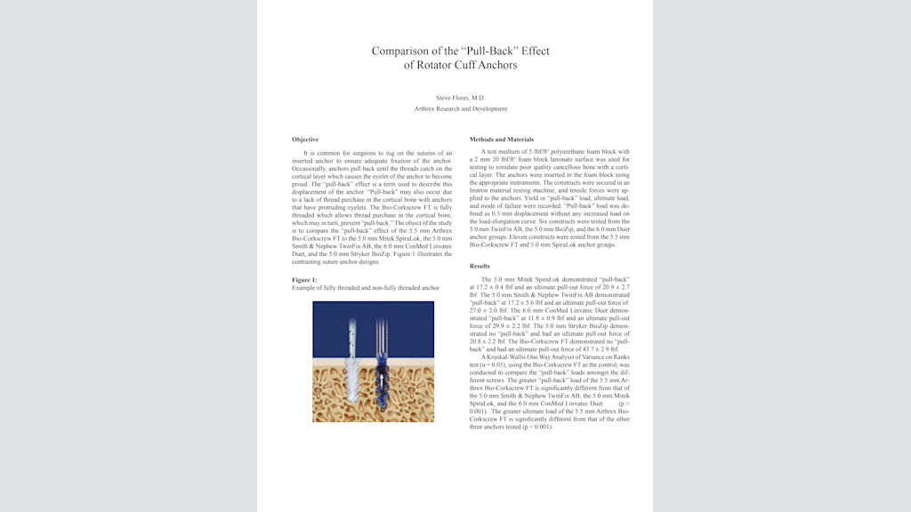 Comparison of the "Pull-Back" Effect of Rotator Cuff Anchors