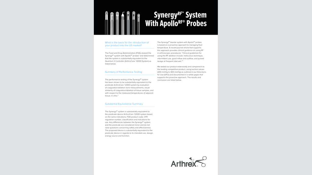 Synergy<sup><em>RF</em>™</sup> System With Apollo<sup>RF®</sup> Probes