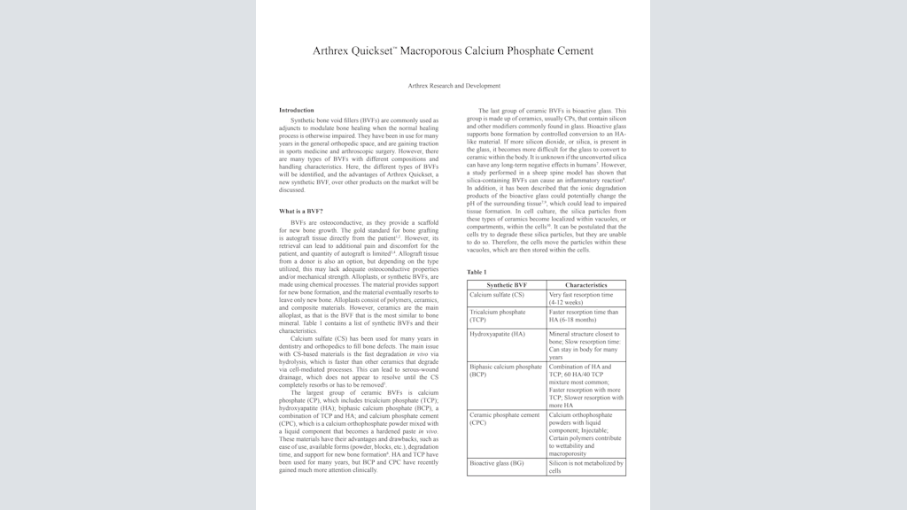 Arthrex Quickset™ Macroporous Calcium Phosphate Cement