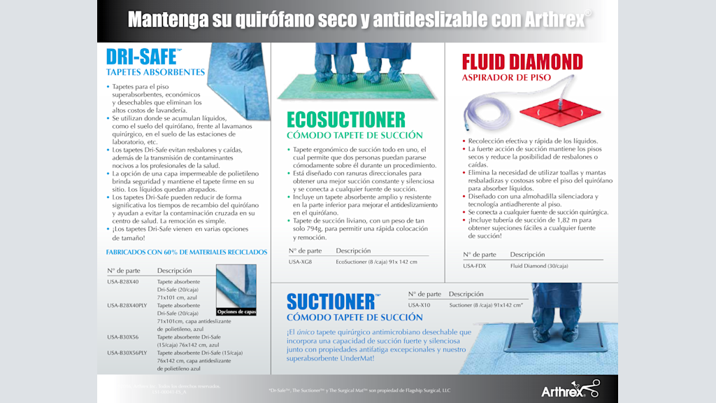 Mantenga su quirófano seco y antideslizable con Arthrex®