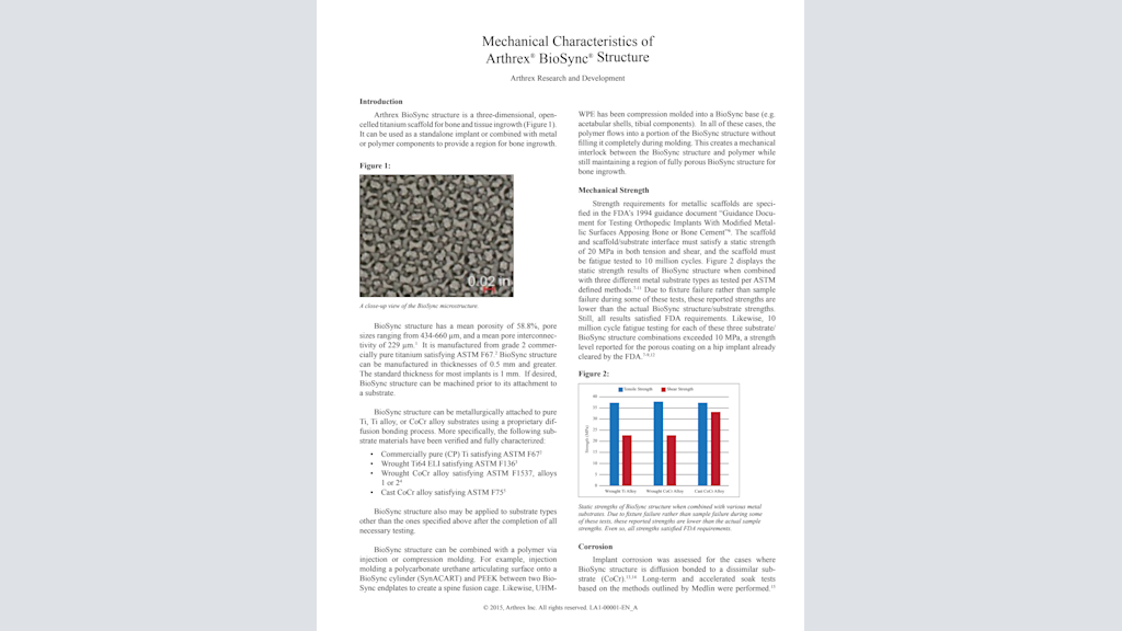 Mechanical Characteristics of Arthrex® BioSync® Structure