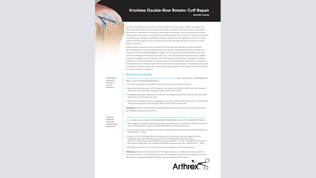 Knotless Double-Row Rotator Cuff Repair Scientific Update