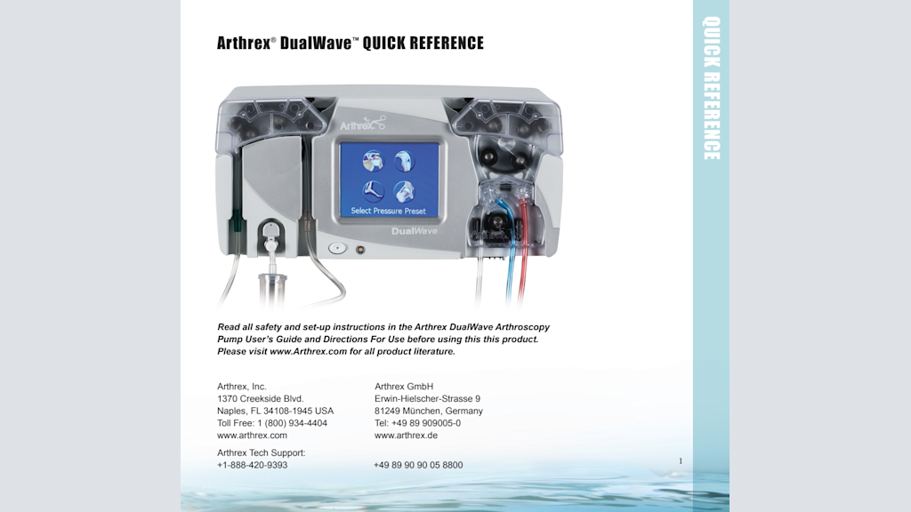 Arthrex® DualWave™ QUICK REFERENCE